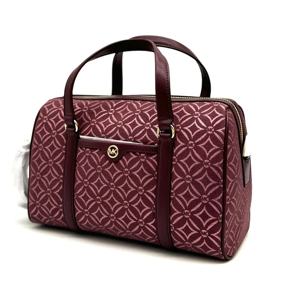 Michael Kors Medium Travel Duffle Satchel Bag Ox Blood Multi - Picture 2 of 11
